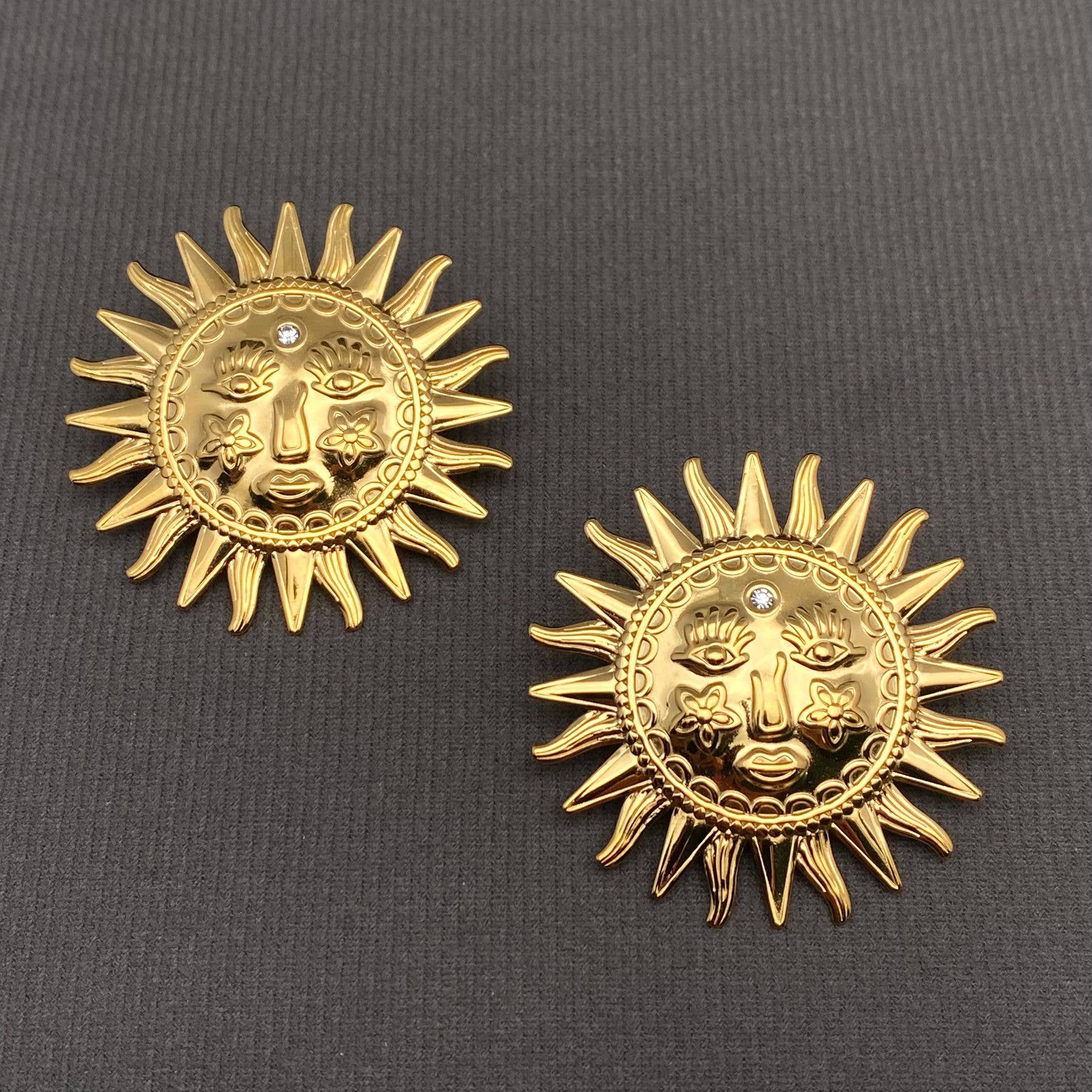 Sun Earrings | 18K Gold Plated - Spiral Circle