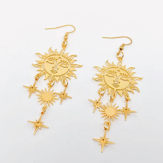 Sun Face Earrings - Spiral Circle
