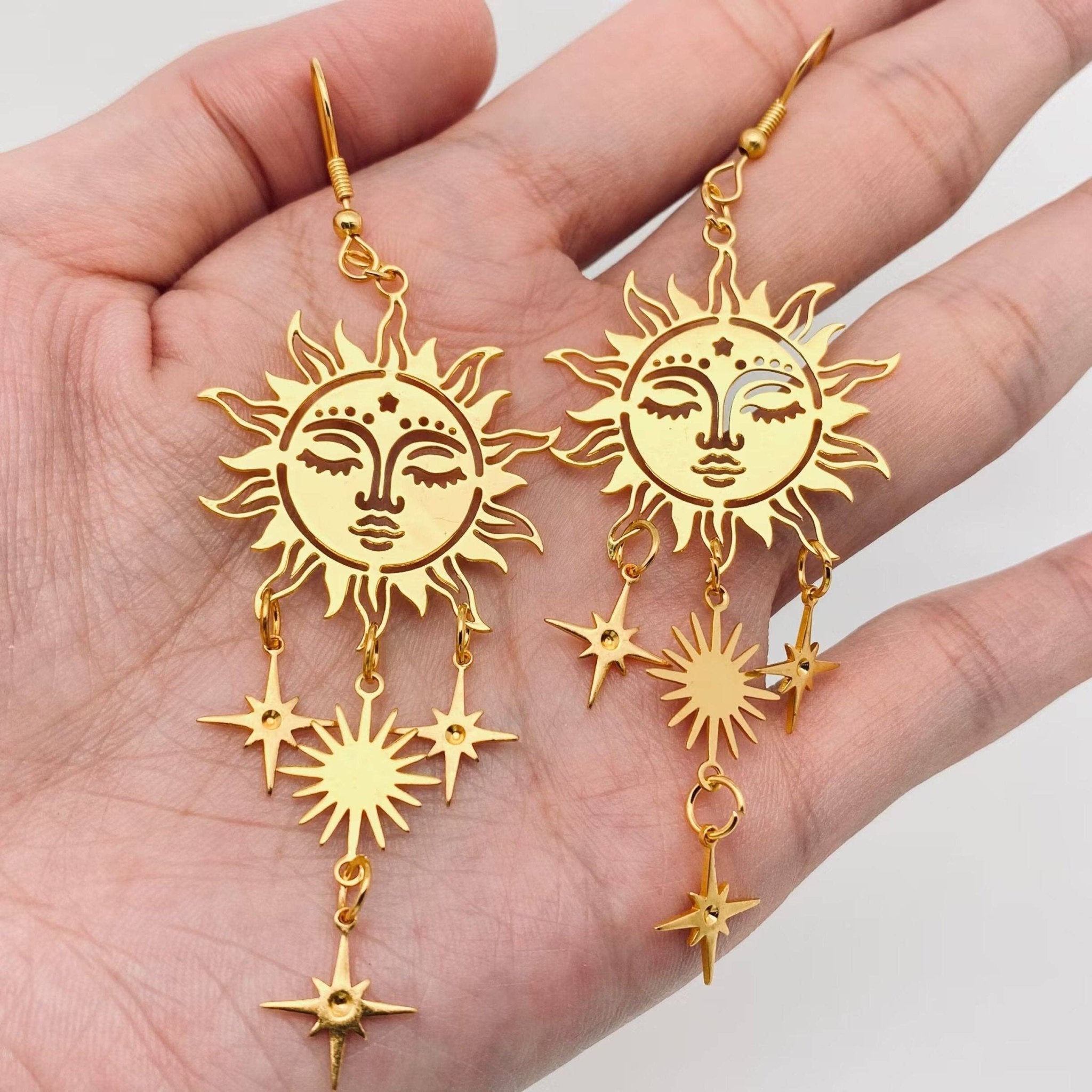 Sun Face Earrings - Spiral Circle