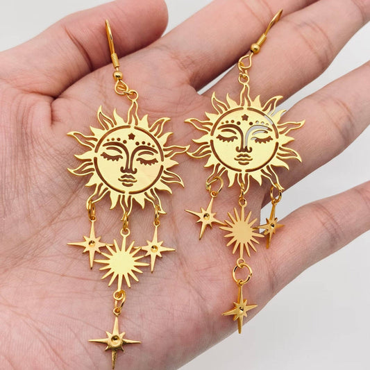 Sun Face Earrings - Spiral Circle