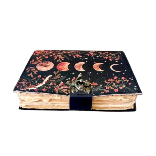 Sun Moon Leather Journal Travel Book Grimoire Celtic Gifts - Spiral Circle
