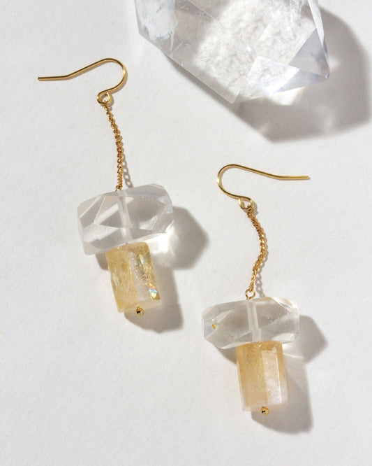 Sun & Stone Earrings - Spiral Circle
