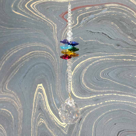 Suncatcher / Rainbow Maker Chakra Single Octagonal Stringer #1 w/ Ball | Assorted - Spiral Circle