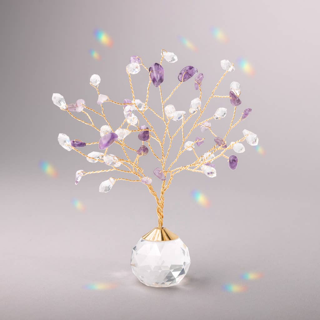 Suncatcher Tree of Life - Amethyst/Protection/Gold - Spiral Circle