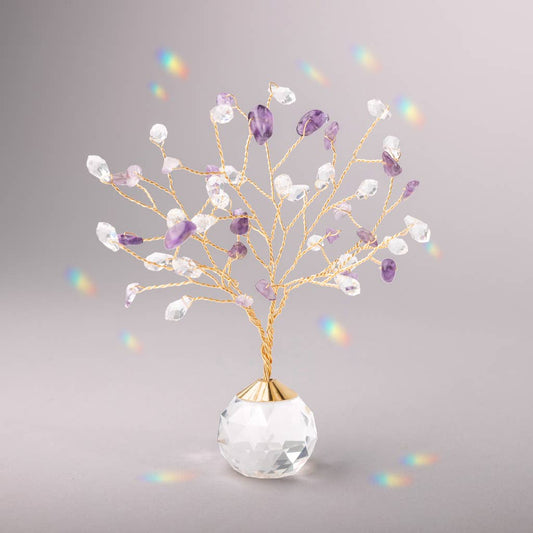 Suncatcher Tree of Life - Amethyst/Protection/Gold - Spiral Circle