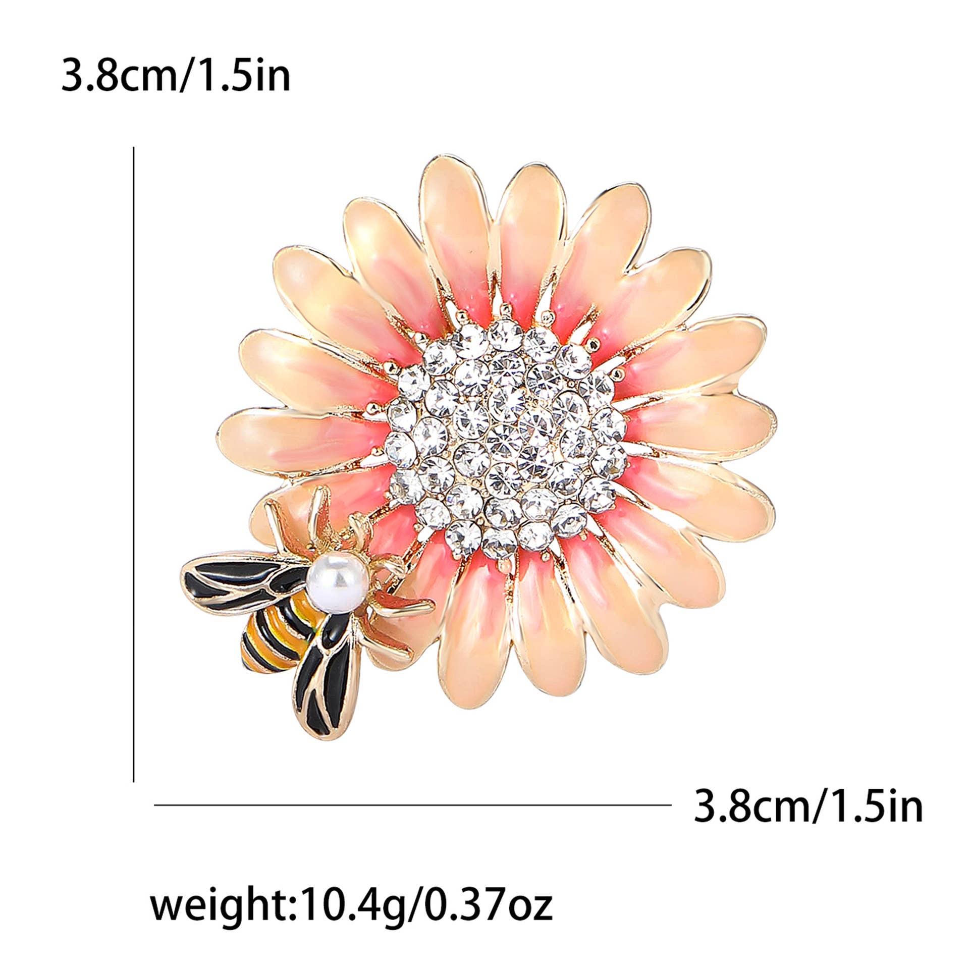 Sunflower & Bee Brooch - Spiral Circle