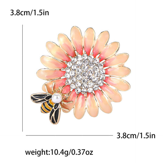 Sunflower & Bee Brooch - Spiral Circle