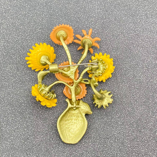 Sunflower Brooch In A Vase Brooch - Spiral Circle