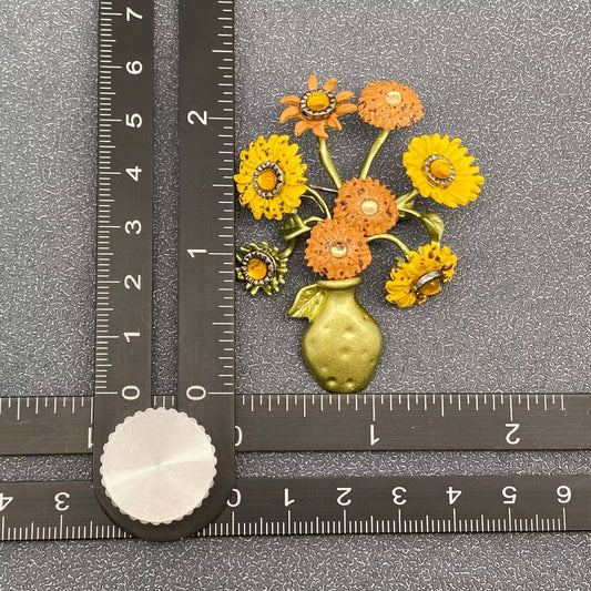 Sunflower Brooch In A Vase Brooch - Spiral Circle
