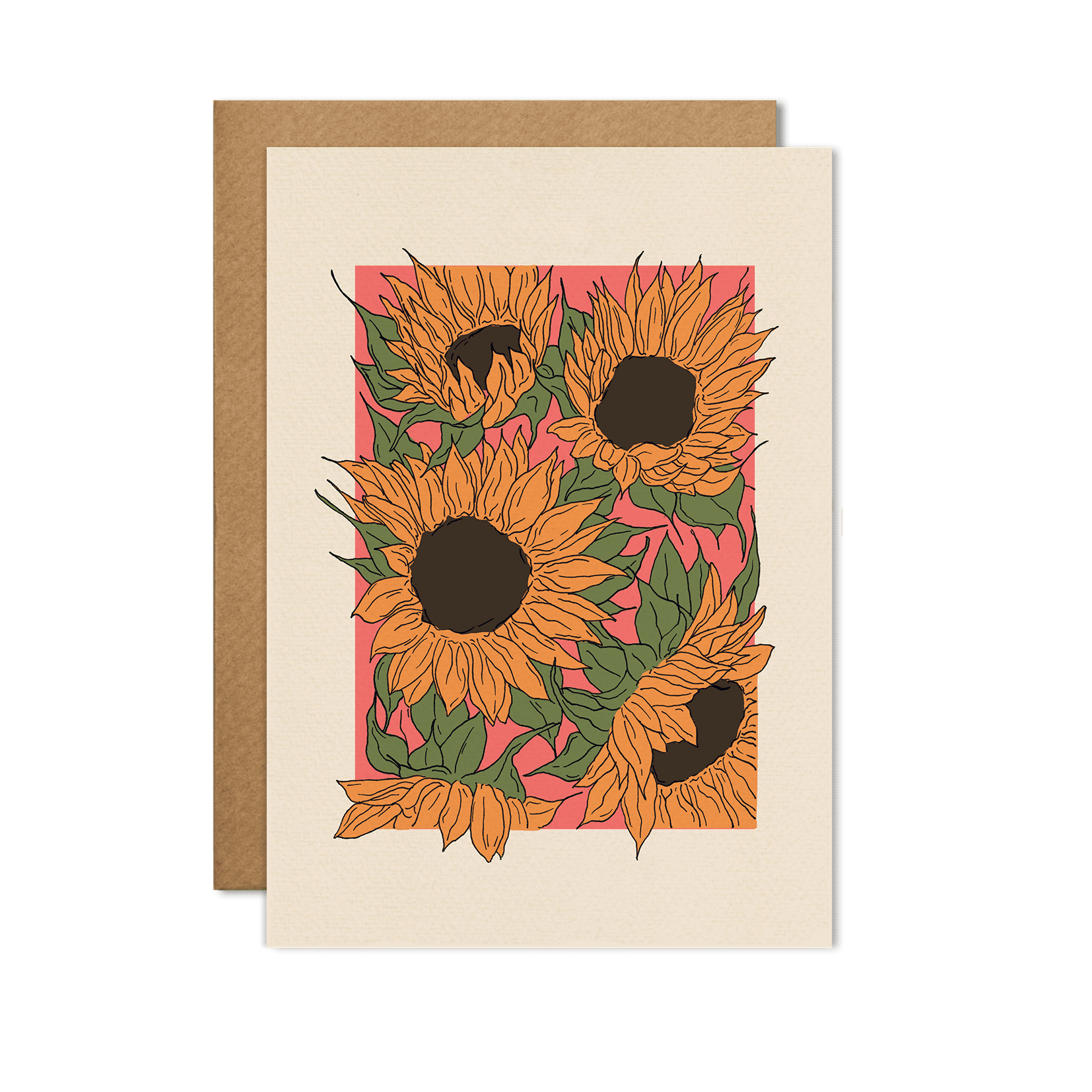 Sunflower Drawing Plain Greetings Card - Spiral Circle