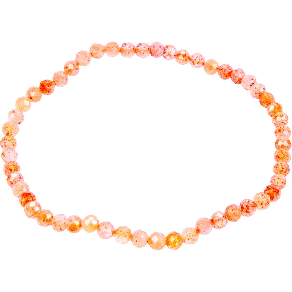 Sunstone Elastic Bracelet | 4mm Faceted Beads - Spiral Circle
