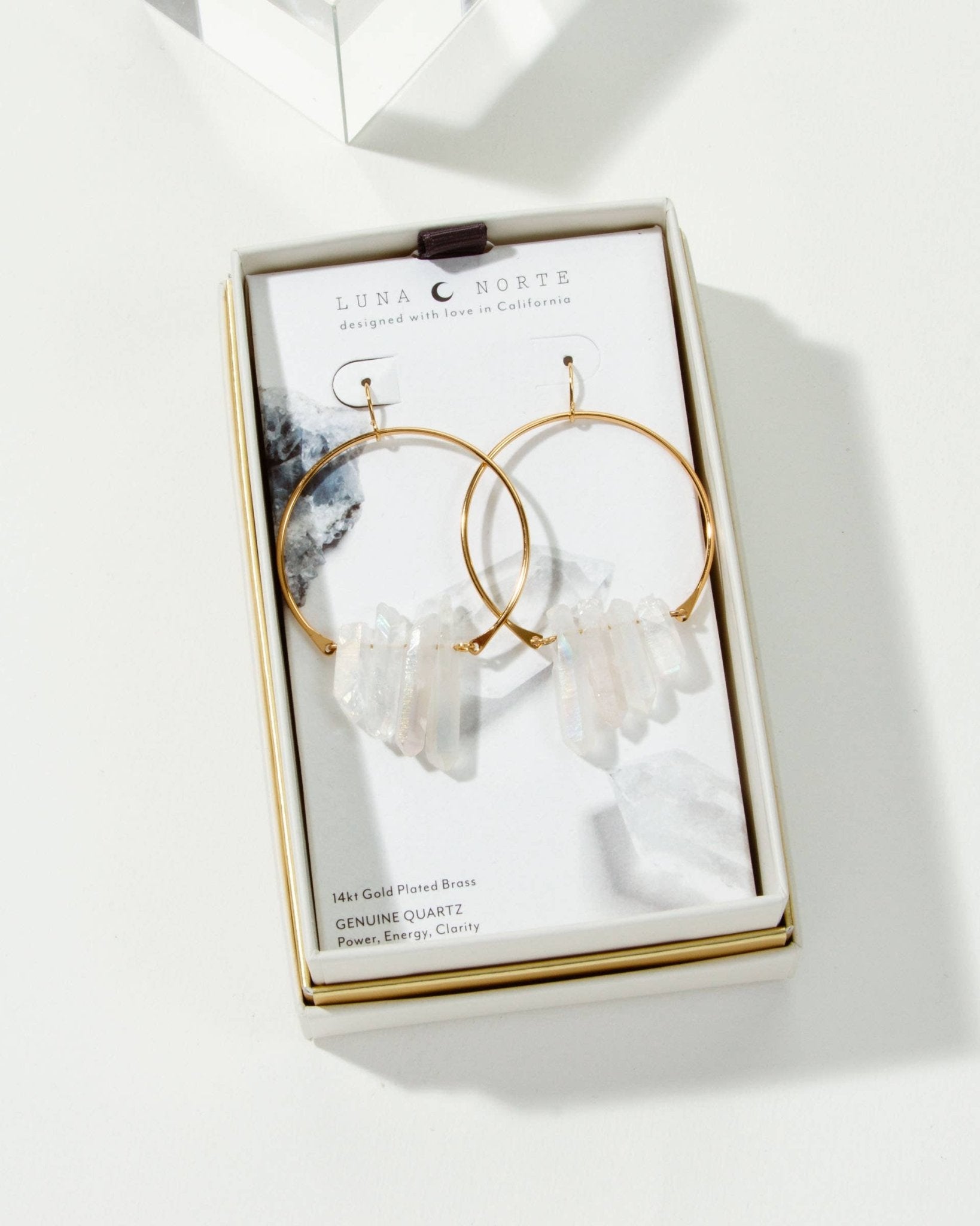 Super Nova Earrings - Mystic AB Clear Quartz - Spiral Circle