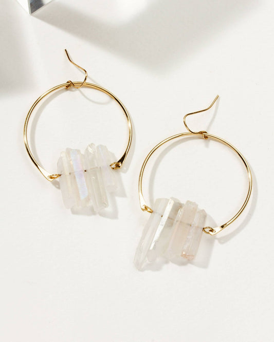 Super Nova Earrings - Mystic AB Clear Quartz - Spiral Circle
