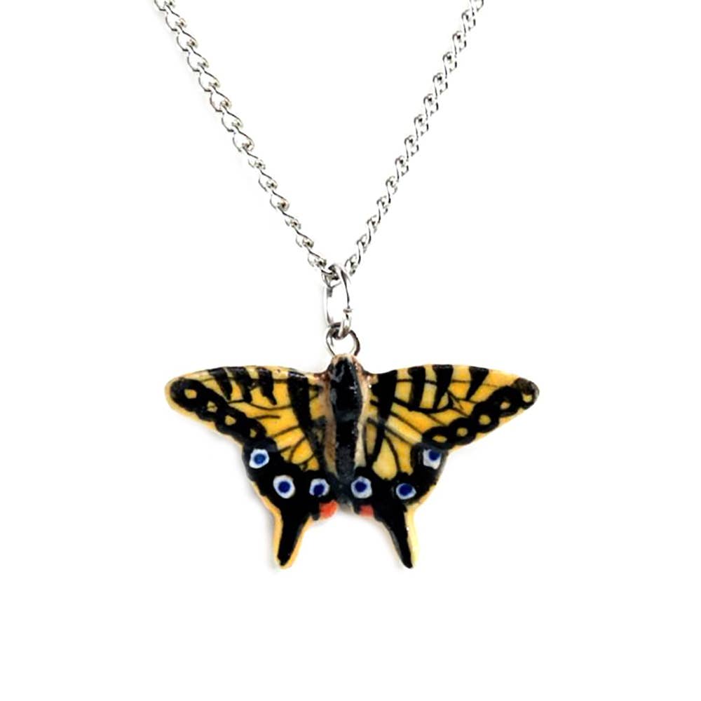 Swallowtail Butterfly Pendant - Spiral Circle