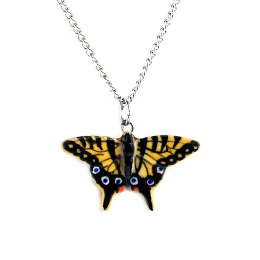 Swallowtail Butterfly Pendant - Spiral Circle