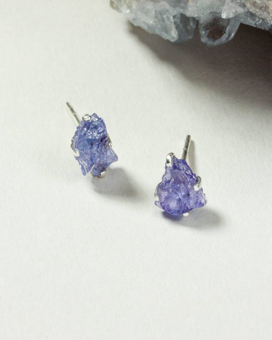Tanzanite Beauty Post Earrings | Sterling Silver - Spiral Circle