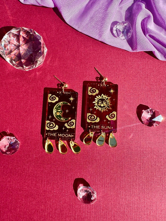 Tarot Cards Sun & Moon Earrings - Spiral Circle