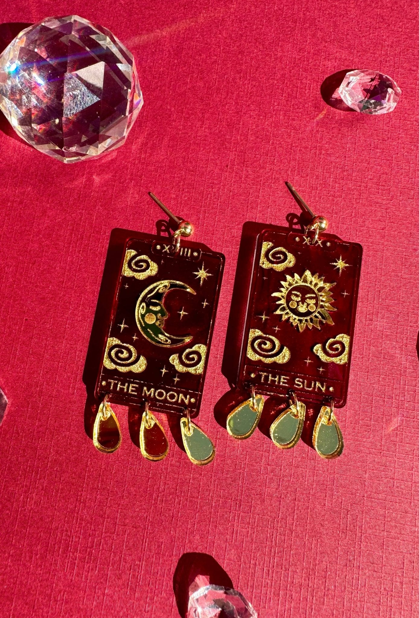 Tarot Cards Sun & Moon Earrings - Spiral Circle
