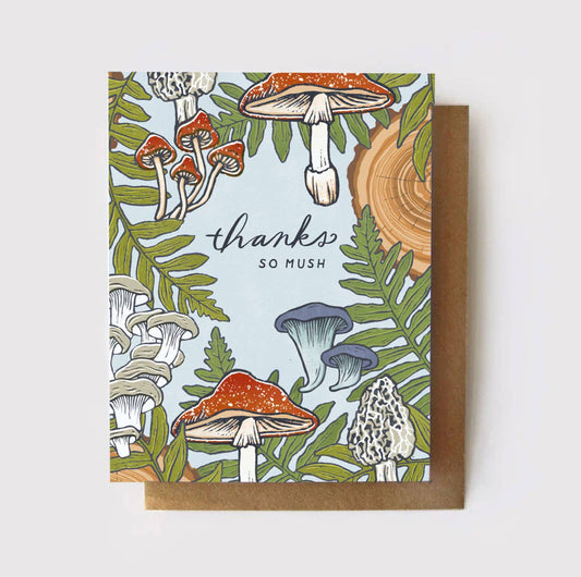 Thanks so Mush - Mushroom Thank You Card - Spiral Circle