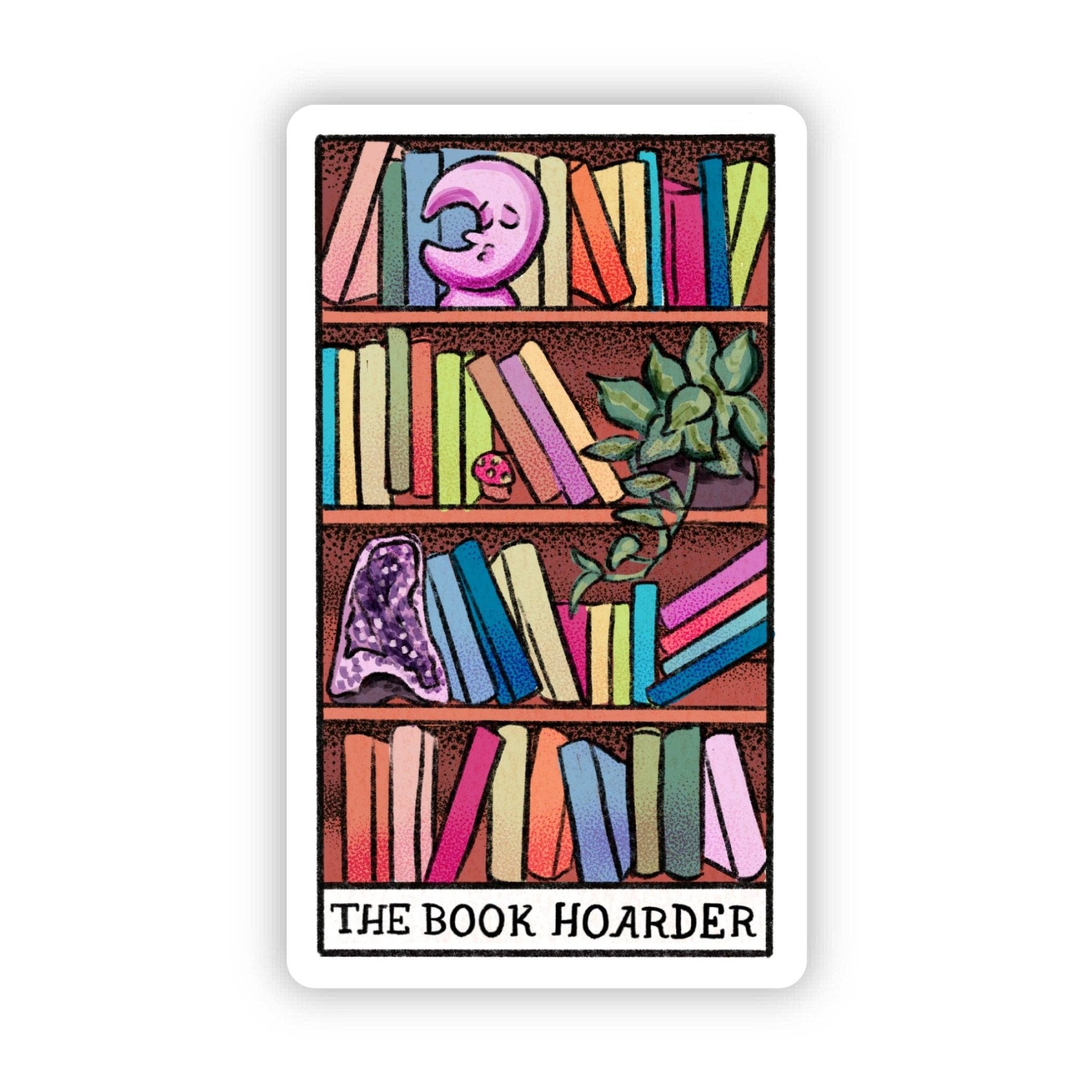 "The Book Hoarder" Book Tarot Card Sticker - Spiral Circle