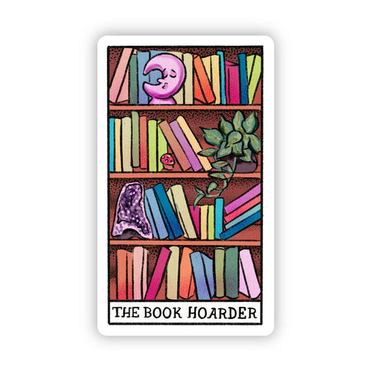 "The Book Hoarder" Book Tarot Card Sticker - Spiral Circle