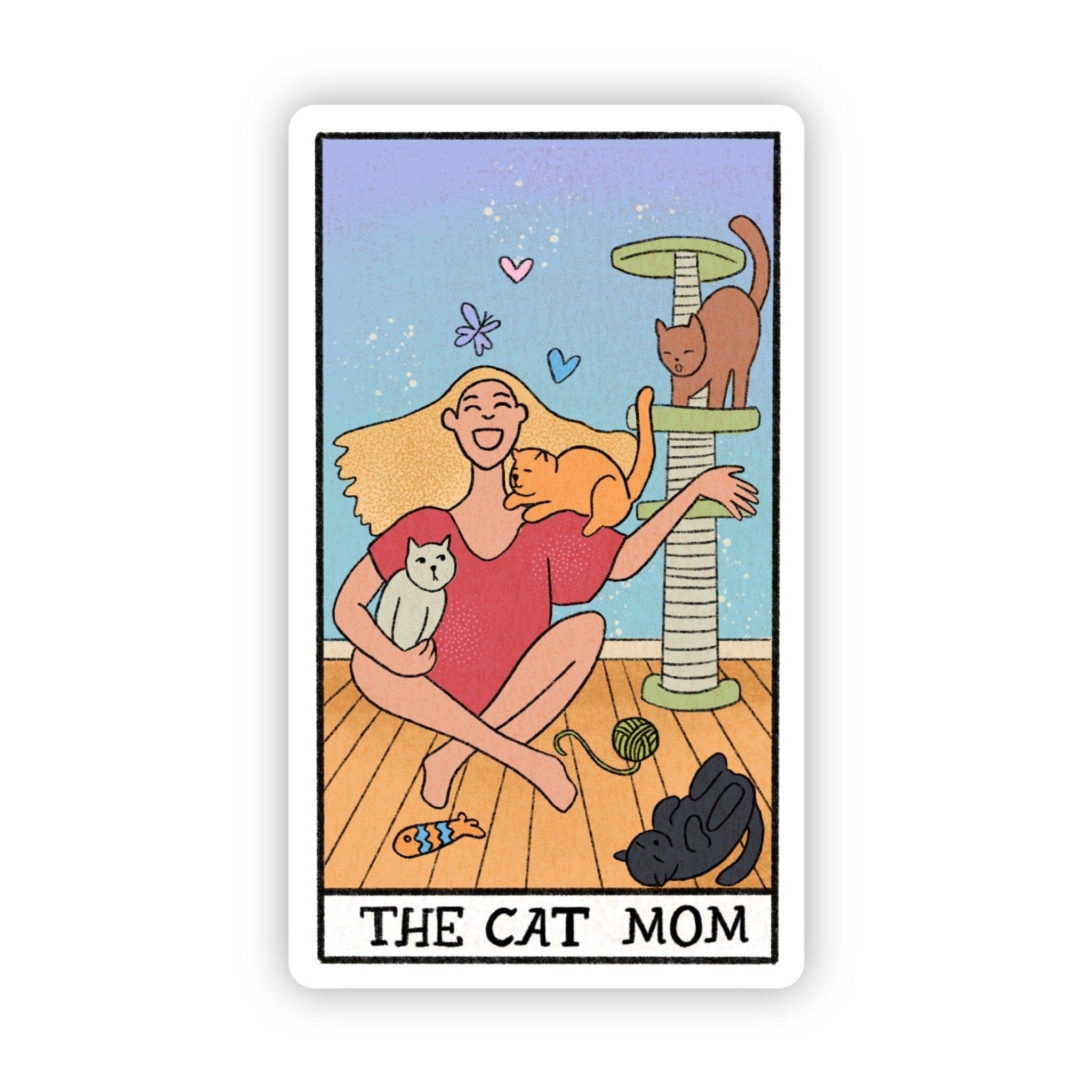 "The Cat Mom" Tarot Card Sticker - Spiral Circle