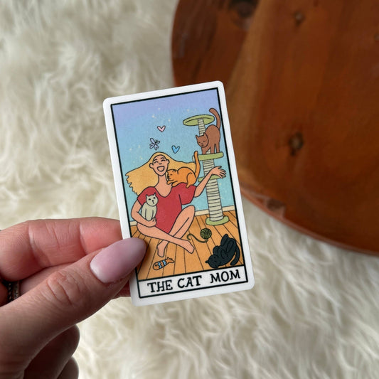 "The Cat Mom" Tarot Card Sticker - Spiral Circle