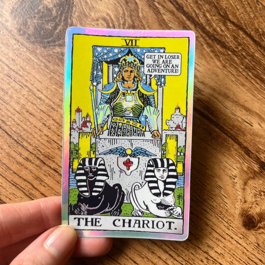 The Chariot Holographic Tarot Sticker - Spiral Circle