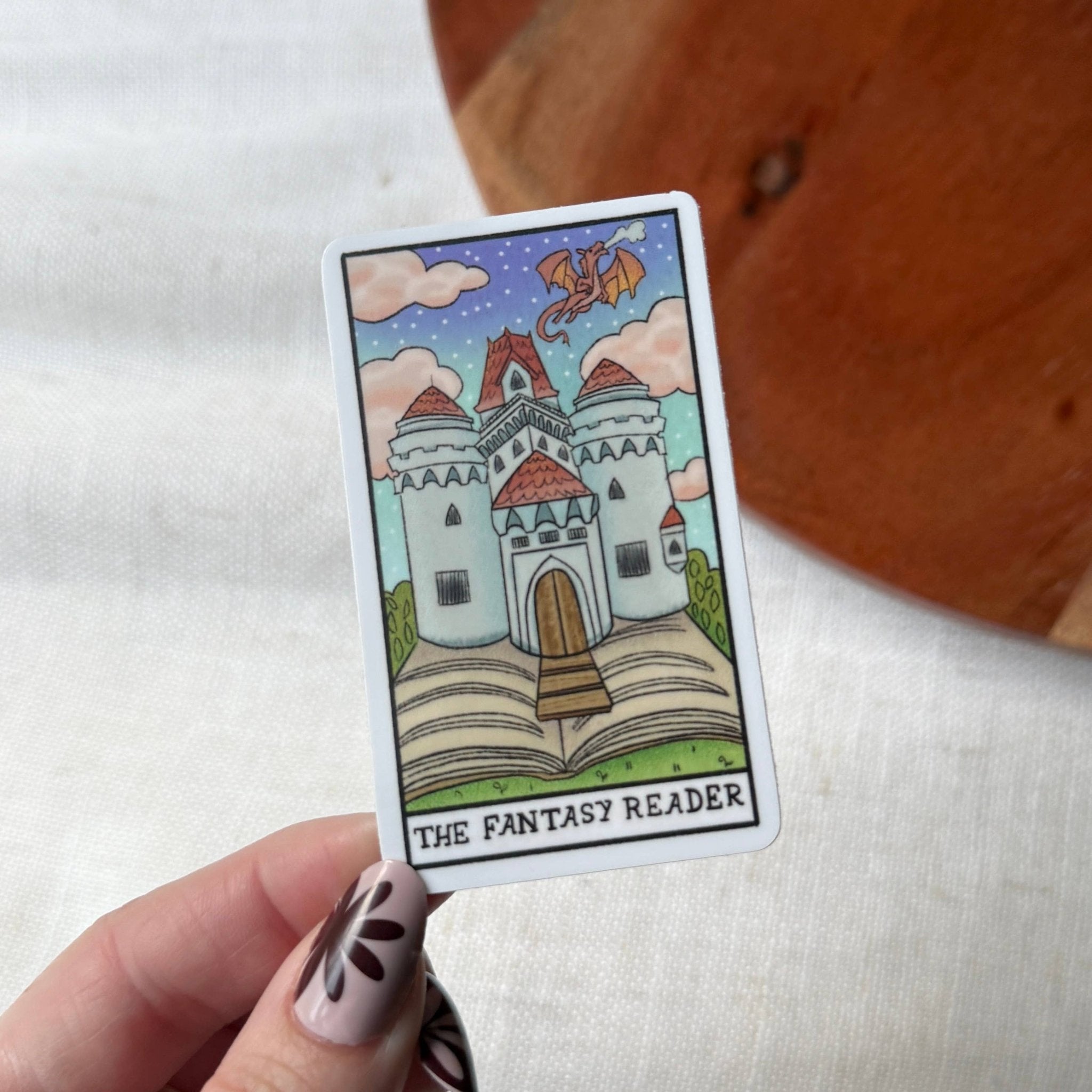 The Fantasy Reader Book Tarot Card Sticker - Spiral Circle