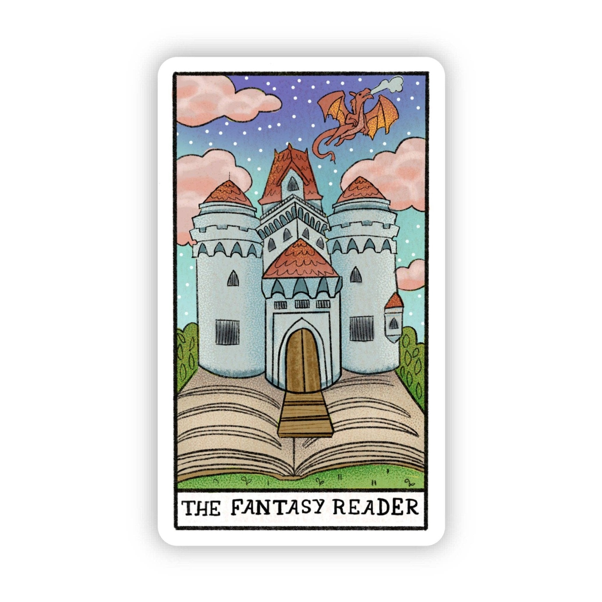 The Fantasy Reader Book Tarot Card Sticker - Spiral Circle