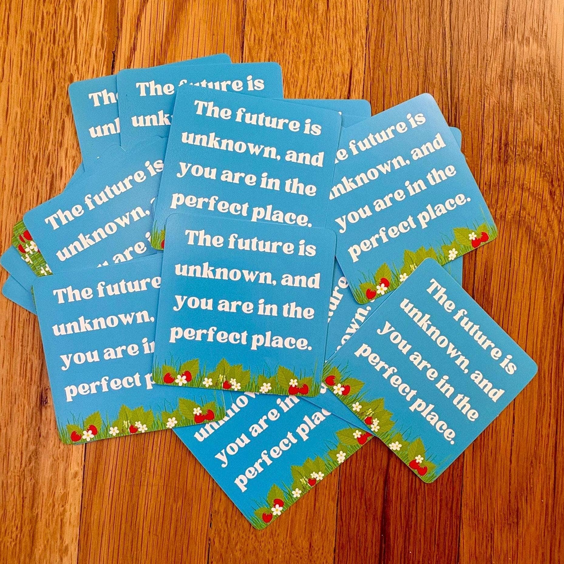 The Future is Unknown Positive Mindset Strawberry Sticker - Spiral Circle