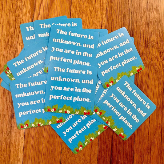 The Future is Unknown Positive Mindset Strawberry Sticker - Spiral Circle