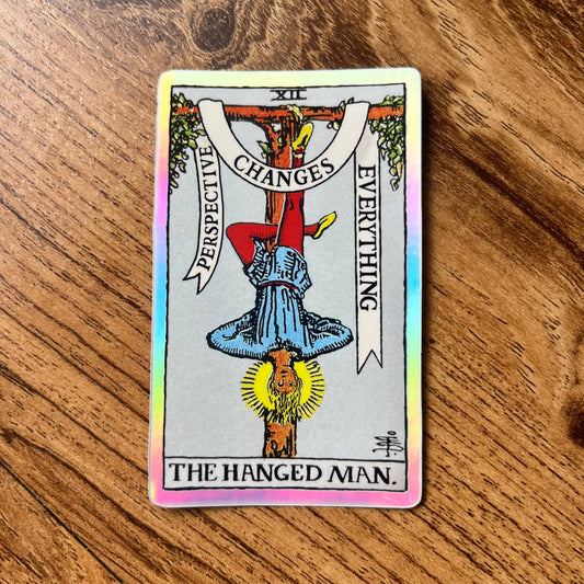 The Hanged Man Holographic Tarot Sticker  - Spiral Circle