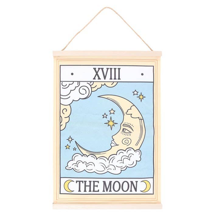 The Moon Vintage Tarot Card Wall Hanging - Spiral Circle