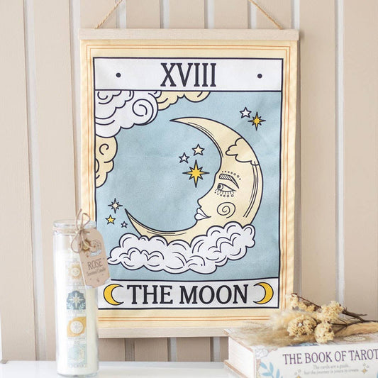 The Moon Vintage Tarot Card Wall Hanging - Spiral Circle