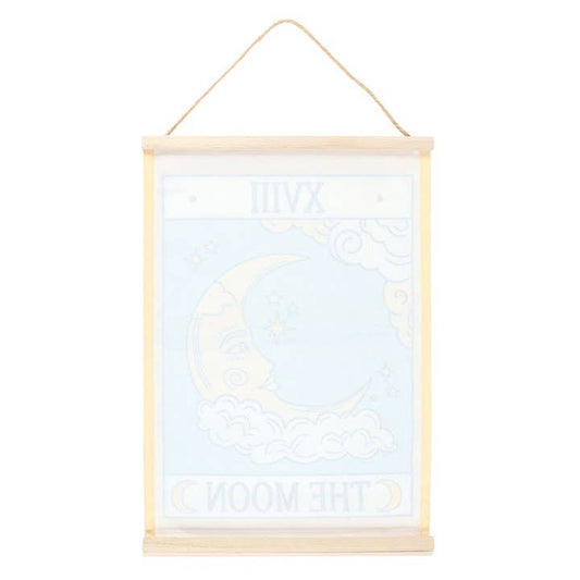 The Moon Vintage Tarot Card Wall Hanging - Spiral Circle
