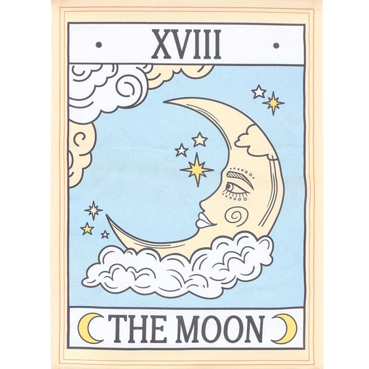 The Moon Vintage Tarot Card Wall Hanging - Spiral Circle