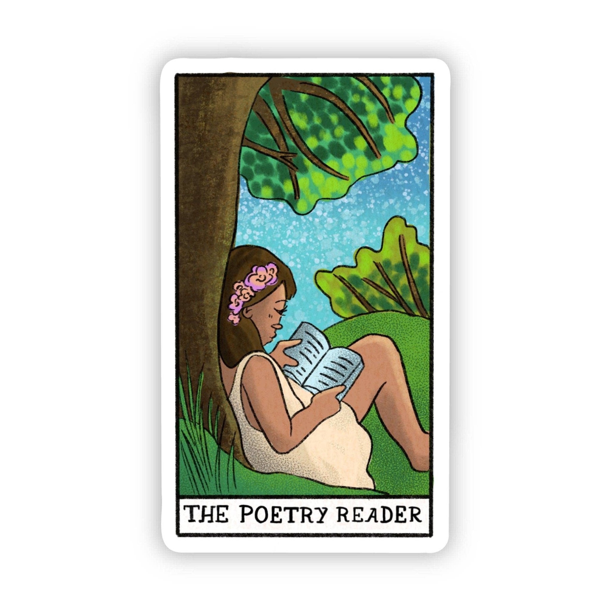The Poetry Reader Book Tarot Card Sticker - Spiral Circle