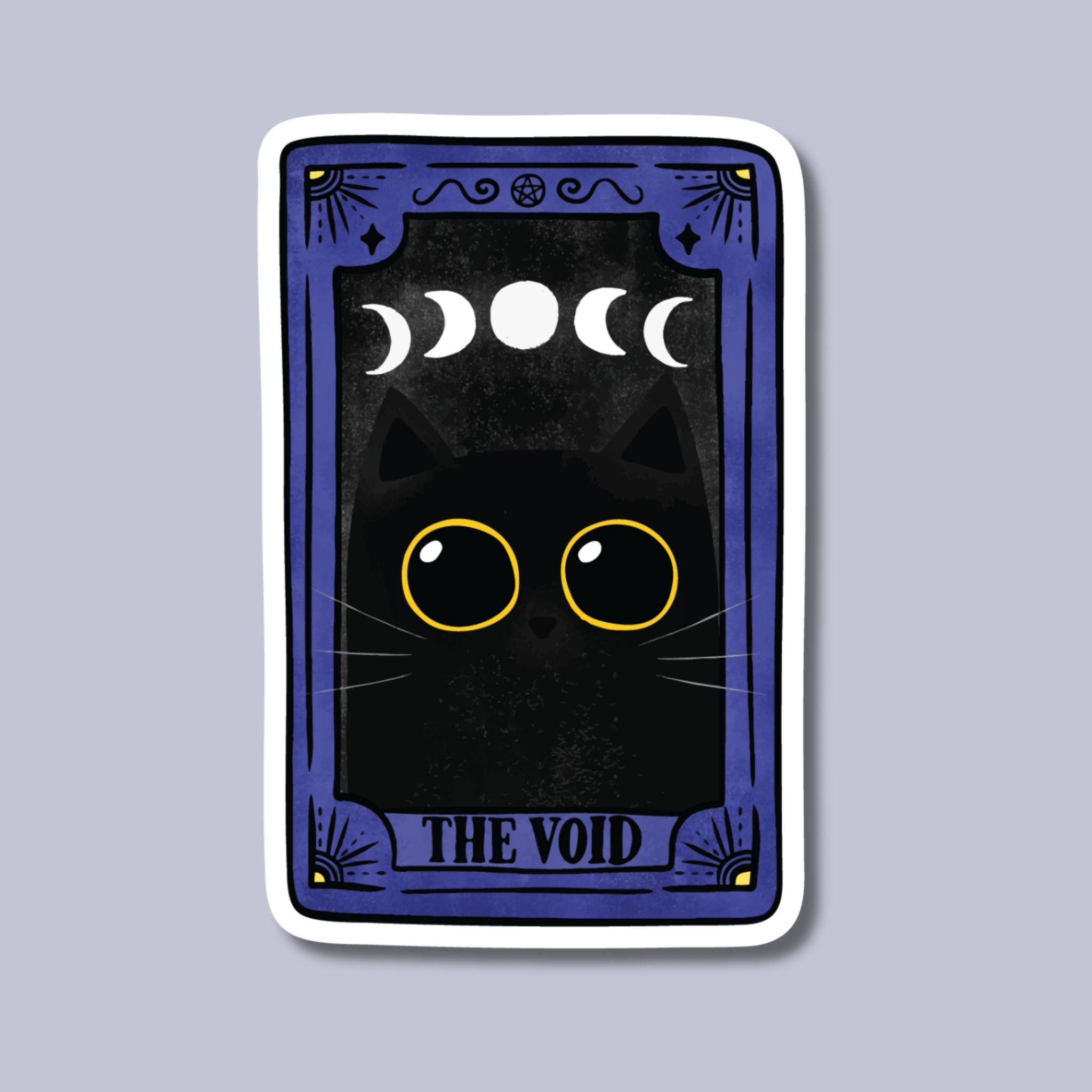 The Void Black Cat Tarot Card Sticker - Spiral Circle