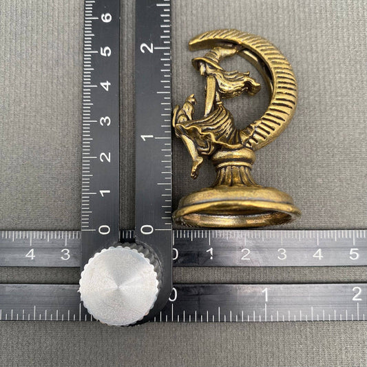 The Witch and Cat On The Moon | Brass Figurine - Spiral Circle
