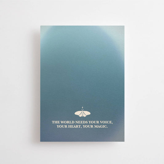 THE WORLD NEEDS YOUR VOICE & MAGIC - CHAKRA CARD - 5. THROAT - Spiral Circle