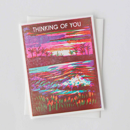 Thinking of You (Ocean Sunrise) Letterpress Card - Spiral Circle