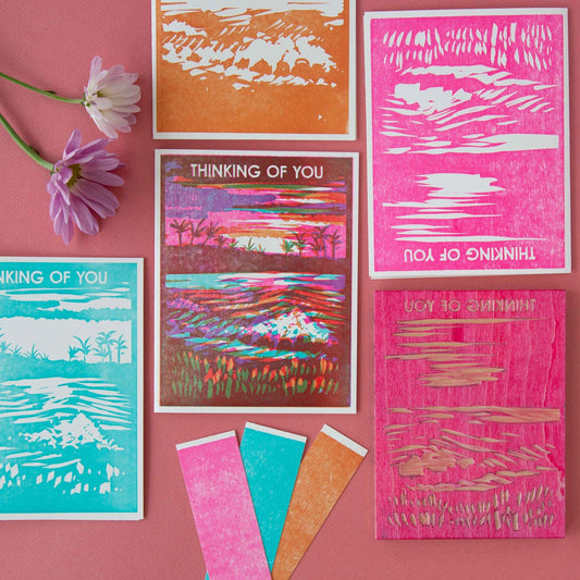 Thinking of You (Ocean Sunrise) Letterpress Card - Spiral Circle