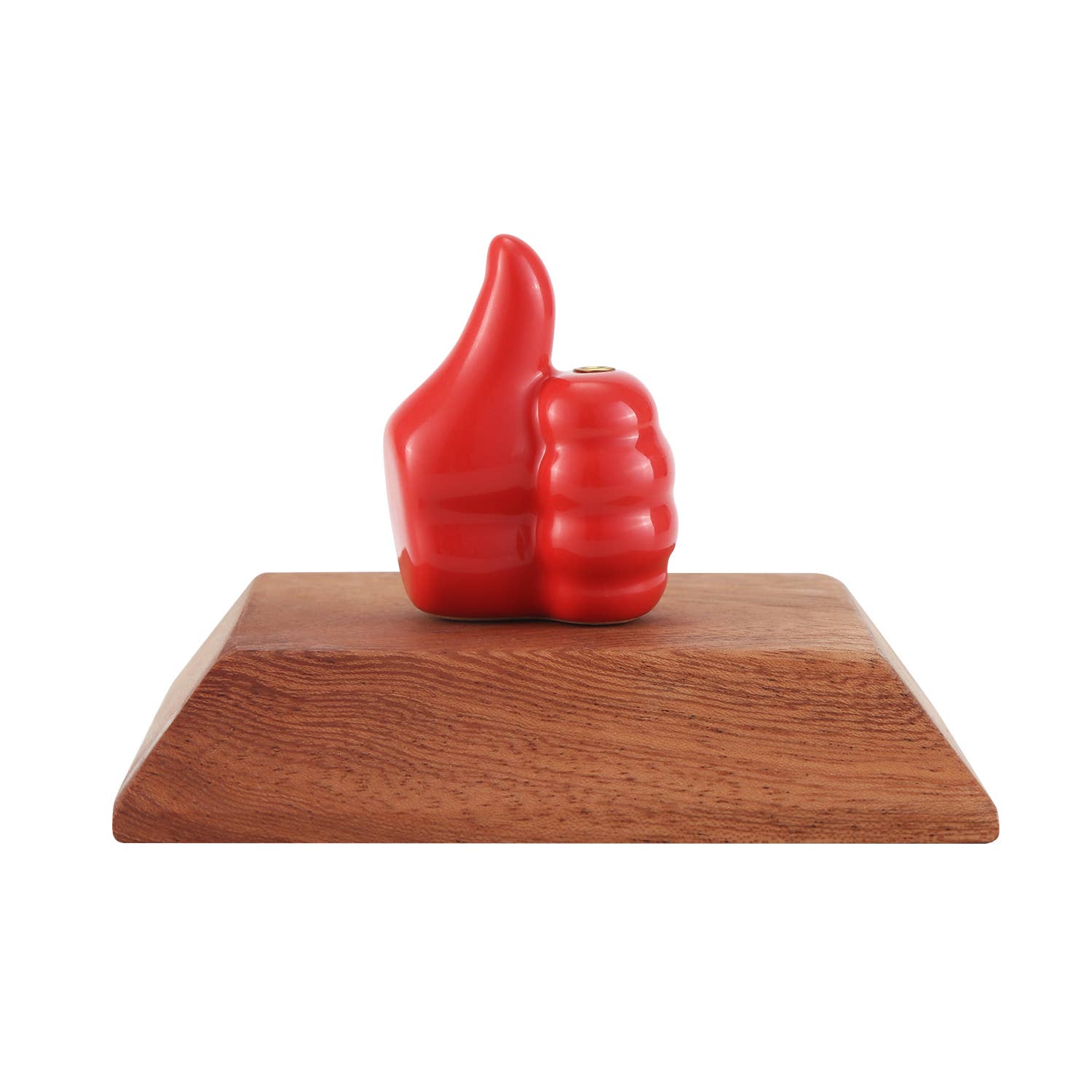 Thumbs Up Incense Holder w/Wood Base - Spiral Circle