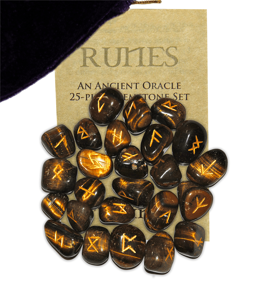 Tiger Eye Gemstone Runes RSTE - Spiral Circle