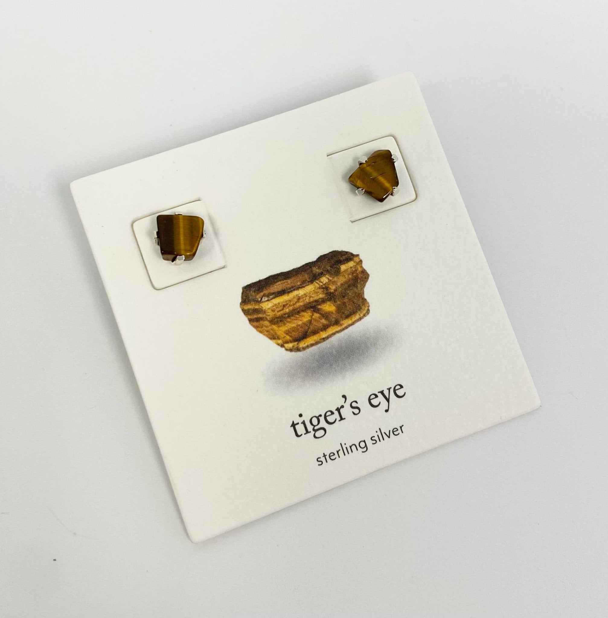 Tiger's Eye Beauty Post Earrings | Sterling Silver - Spiral Circle