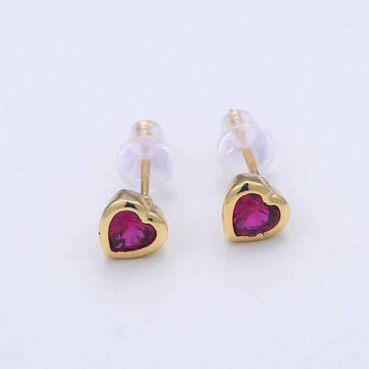 Tiny Heart Earrings - Spiral Circle