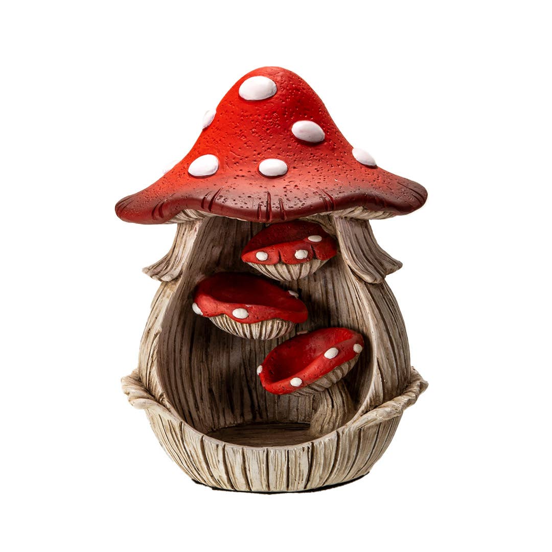 Toadstool Mushroom Backflow Waterfall Incense Burner - Spiral Circle