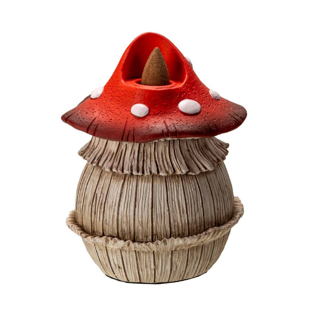 Toadstool Mushroom Backflow Waterfall Incense Burner - Spiral Circle