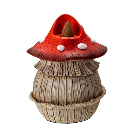 Toadstool Mushroom Backflow Waterfall Incense Burner - Spiral Circle
